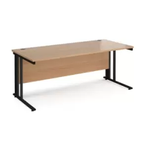 Office Desk 1800mm Rectangular Desk With Cable Managed Leg Beech Tops With Black Frames Maestro 25