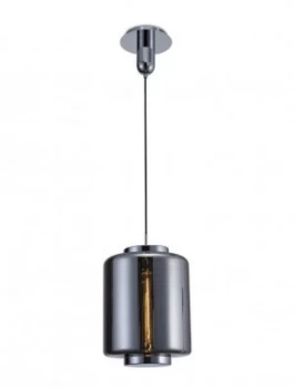 Ceiling Pendant 30cm Round, 1 x E27 (Max 40W), Chrome , Ash Grey Glass