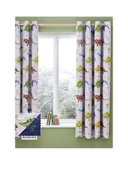 Catherine Lansfield Prehistoric Dinosaurs 66X72 Inch Reversible Eyelet Curtains Natural
