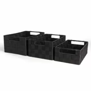 Nylon Storage Baskets - 3 Pack Black Pukkr