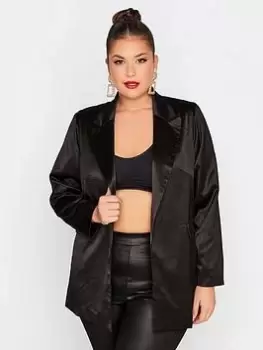 Yours Satin Blazer - Black, Size 14, Women