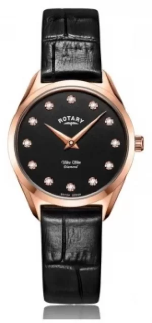 Rotary Ultra Slim Womens Rose Gold Diamond LS08014/04 Watch