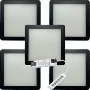 5x matt Black Ultra-Slim Square Under Cabinet Kitchen Light & Driver Kit - Warm White Diffused led