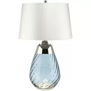 Elstead Lighting - Elstead Lena 2 Light Small Blue Table Lamp with Off-white Shade, Blue-tinted Glass , Off-White Shade, E27