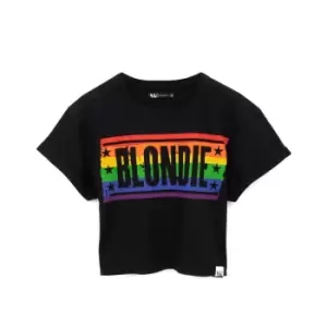 Blondie Womens/Ladies Rainbow Crop T-Shirt (S) (Black/Blue/Orange)