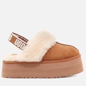 UGG Womens Funkette Suede Flatform Slippers - Chestnut - UK 7