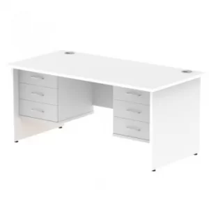 Impulse 1600 Rectangle Panel End Leg Desk White 2 x 3 Drawer Fixed Ped