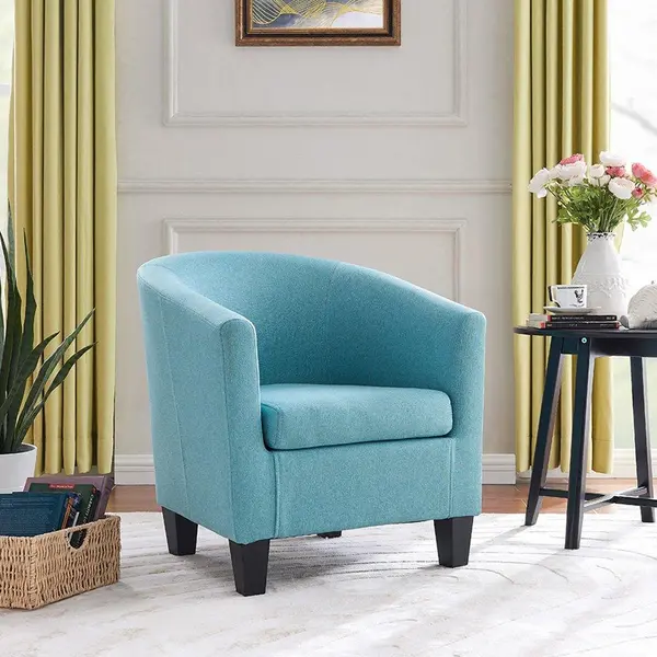 Home Detail Canberra Tub Chair Accent Chair With Wooden Legs Blue