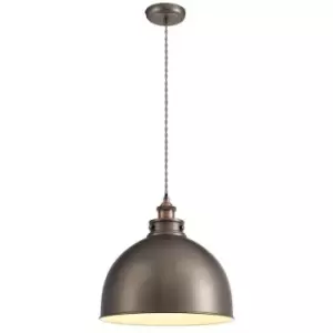 Large Ceiling Dome Pendant, 1 x E27, Antique Silver, Copper, White - Luminosa Lighting