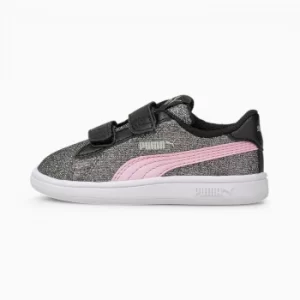 PUMA Smash V2 Glitz Glam Baby Girls Trainers, Pink Size 8 Shoes