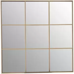 Premier Housewares Grid Wall Mirror with Gold Finish Frame