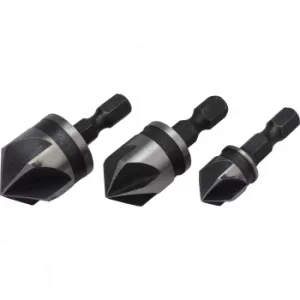 3 Piece 6MM (1/4") Hex Shank Countersink Bit Set