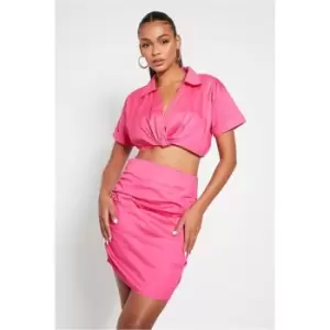 I Saw It First Pink Cropped Short Sleeve Boxy Shirt Co-Ord - Pink