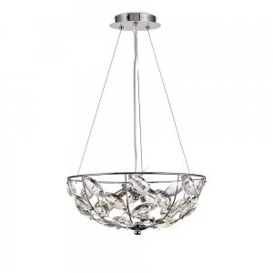 Ceiling Pendant 4 Light G9 Polished Chrome, Crystal