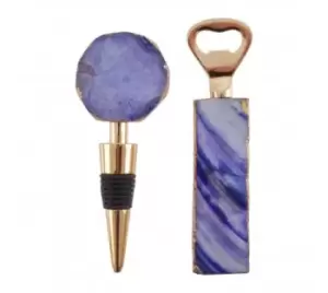 Olivia's Ava Bottle Opener And Stopper Set Blue / Blue Agate