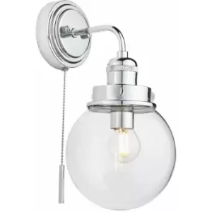 Loops - Bathroom Wall Light Fitting - Chrome Plate & Clear Glass Shade - Single Lamp