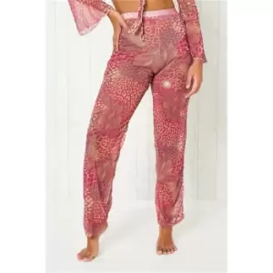 I Saw It First Pink Animal Print Mesh Beach Trousers - Pink