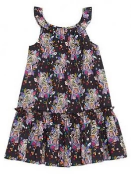 Mintie by Mint Velvet Girls Tiger Print Sleeveless Woven Dress - Charcoal, Size 3-4 Years, Women