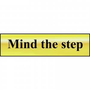 Scan Brass Effect Mind The Step Sign 200mm 50mm Standard