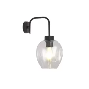 Lukka Black Dome Wall Lamp with Clear Glass Shades, 1x E27