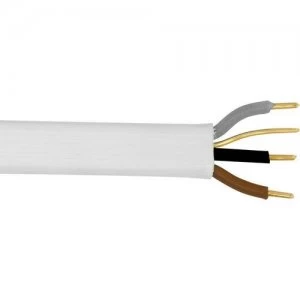 Zexum White 2.5mm 24A Brown Black Grey Three Core and Earth 6243B Flat LSZH Low Smoke Zero Halogen Harmonised Lighting Power Cable - 10 Meter