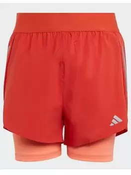 adidas Two-in-one Aeroready Woven Running Shorts - Orange, Size 13-14 Years