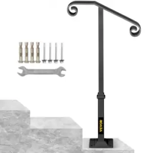 VEVOR Single Post Handrail Handrail Wrought Iron Fits 1 or 2 Steps Matte Gray