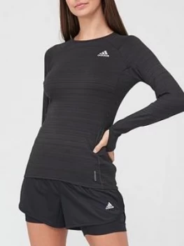 adidas Run It Long Sleeve Runner Top - Black, Size XL, Women