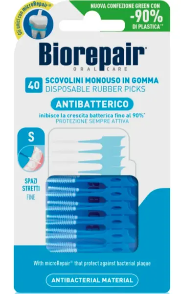 Biorepair Oral Care Anti Bacterial Disposable Rubber Picks 40pcs