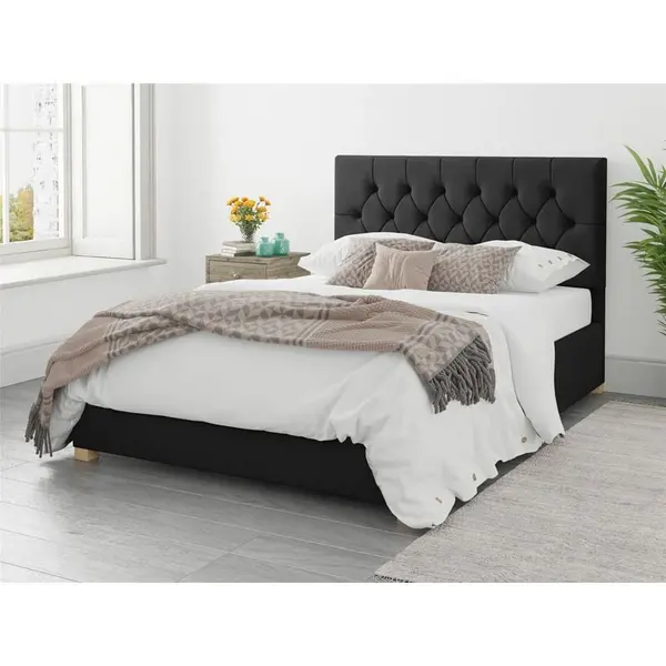 Aspire Aspire - Olivier Ottoman Upholstered Bed, Plush Velvet, Ebony - Ottoman Bed Size King 5ft - Ebony 5057632082756