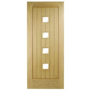 Wickes Sienna External Cottage Oak Veneer Door Glazed 2032 x 813mm