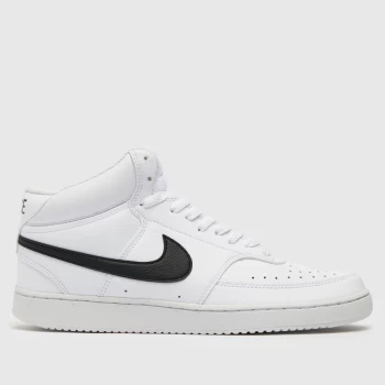 Nike White & Black Court Vision Mid Next Nature Trainers