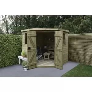 Forest Garden 7 x 7ft Tongue & Groove Pressure Treated Corner Shed with Assembly