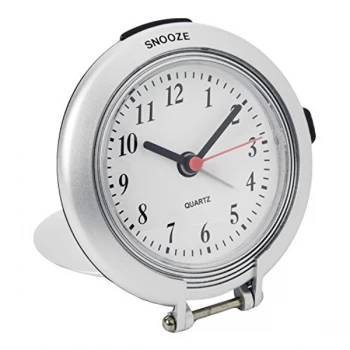 Round Folding Travel Alarm Clock - Silver