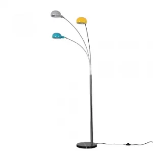 Curva Chrome Floor Lamp with Multi Coloured Shades