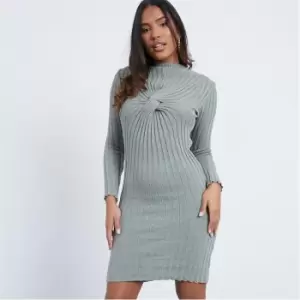 I Saw It First Twist Front Rib Knit Midi Dress - Green