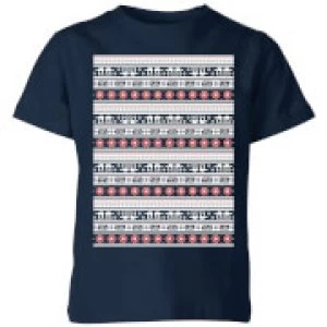 Star Wars AT-AT Pattern Kids Christmas T-Shirt - Navy - 3-4 Years - Navy