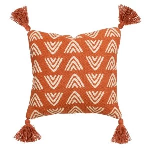 Sass & Belle Terracotta Triangles Block Print Cushion