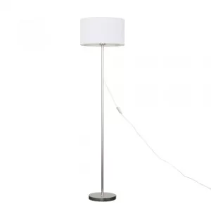 Charlie Brushed Chrome Floor Lamp with Large White Reni Shade