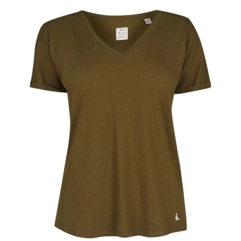 Jack Wills Eton V Neck T Shirt - Olive