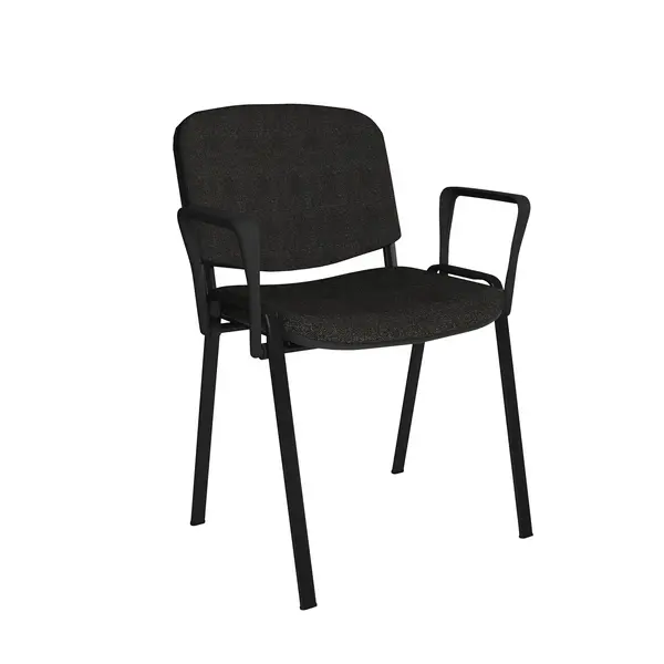 Taurus Meeting Room Stackable Chair with Black Frame and Fixed Arms - Charcoal