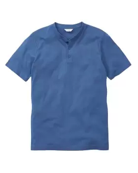 Cotton Traders Short Sleeve Grandad Base Layer in Blue