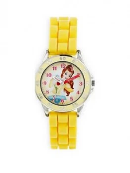 Disney Princess Belle Printed Dial Yellow Silicone Strap Kids Watch