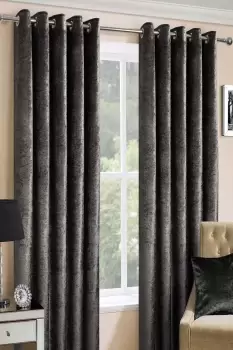 Luxury Crushed Velvet Lined Eyelet Curtain Pair