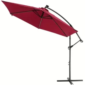 Solar Cantilever Parasol Mali Red 3.3m Crank & Tilt UV with LED