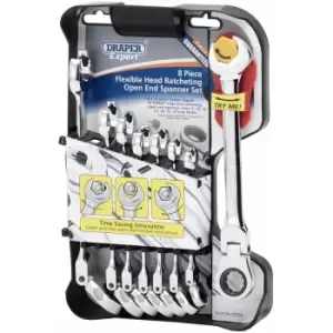 DRAPER Metric Combination Spanner Set Flexi Head & Double Ratcheting 8 PC 7034