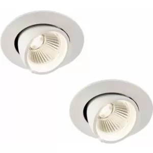 2 pack Fully Adjustable Ceiling Downlight - 9W Cool White LED - Matt White