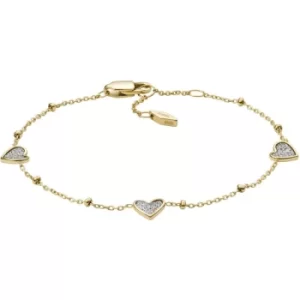 Ladies Fossil Sutton Classic Valentine Gold-Tone Stainless Steel Heart Station Bracelet