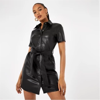 Firetrap PU Mini Shirt Dress - Black