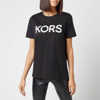 Michael Kors Womens Kors Graphic Organic T-Shirt - Black/Silver - S